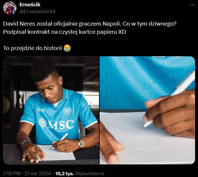 David Neres przeszedł do Napoli i PODPISUJE... xD